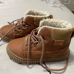 Brown Kids Boots with Faux Fur Lining - Toddler size 8